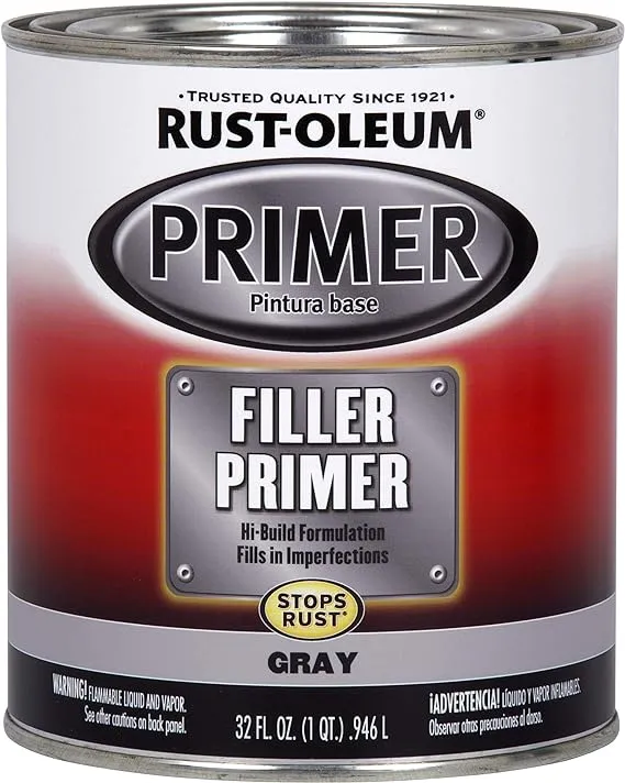 Rust-Oleum 254863 Automotive Filler Primer Brush On, Quart, Gray 32 Fl Oz (Pack of 1)