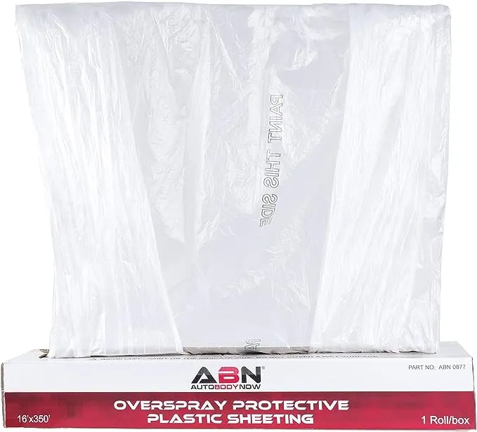 ABN Clear Plastic Sheeting 10 Micron 16 x 350ft – Transparent Protective Masking Film – Automotive Painting & More