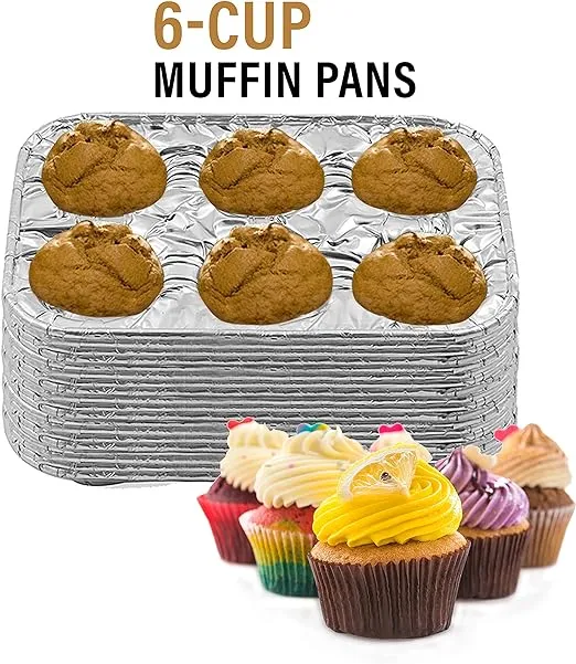 PARTY BARGAINS 6-Cup Aluminum Muffin Pans - 20 Pack, Standard Size Cupcake Tin