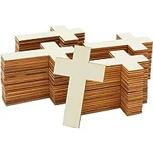 100 Pack Unfinished Wooden Crosses for Crafts - Wood Cross Bulk for Church, First Communion, Easter Tree, Sunday School, DIY Projects (4x3 in)