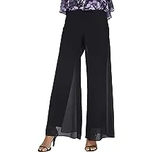 Alex Evenings Wide-Leg Chiffon Pants - Black