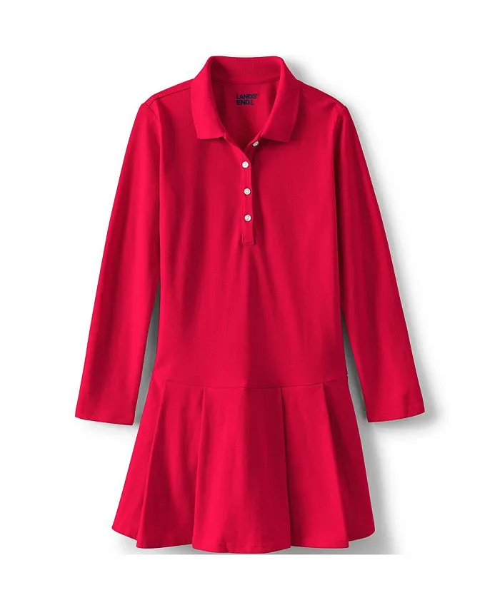 Lands’ End | Long Sleeve Red Polo Dress