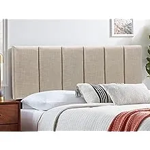 Yongchuang Upholstered Headboard King Foldable Headboard for King Size Bed Adjustable Height Oatmeal