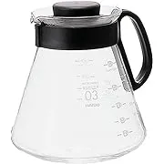 Hario V60 Glass Range Coffee Server Pour Over Carafe Microwave Safe 800mL, Black