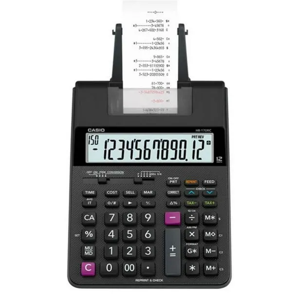 Casio HR-170RC Printing Calculator, Black, 2.6" x 6.5" x 11.6"