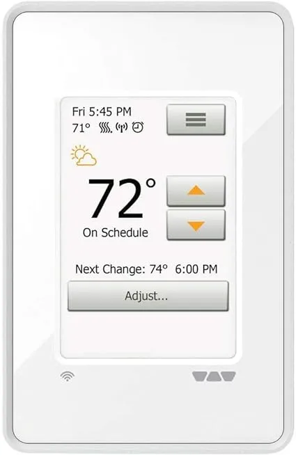 Schluter Ditra-Heat-E-WiFi Thermostat with Floor Sensor - Ideal for Home Floor Heating - Programmable Touchscreen, Energy Monitoring, App-Controlled, Smart Home Integration - DHERT104/BW