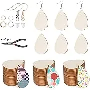 ilauke 100pcs Sublimation Earring Blanks, Teardrop Unfinished Wooden Earrings Pendants, Wood Earrings Blanks for Women Girls Jewelry Making