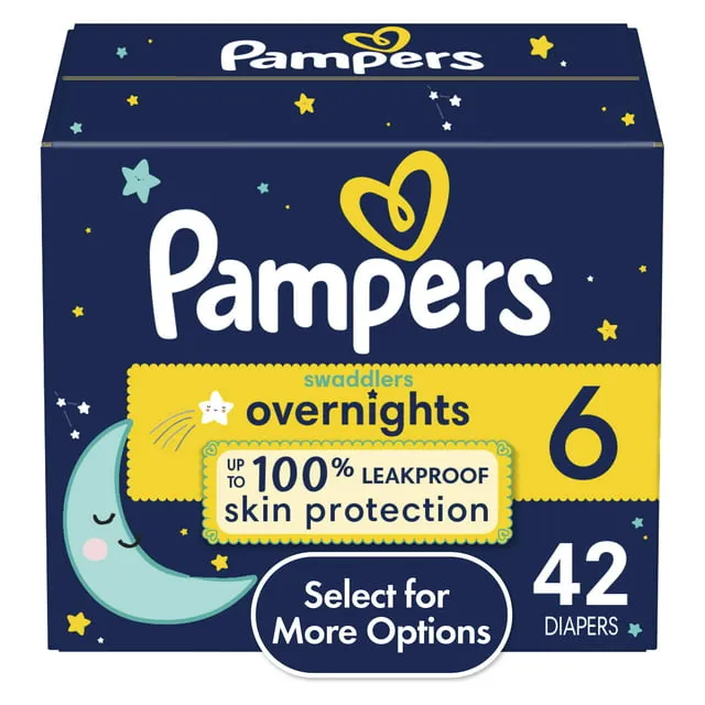 Pampers Swaddlers Diapers, Overnights, Size 6 (35+ lb), Super Pack - 42 diapers