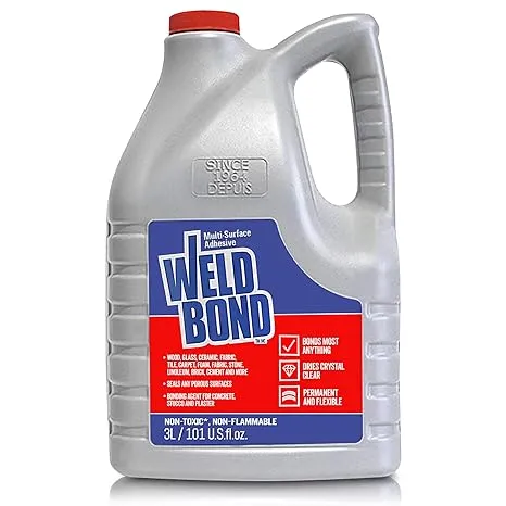 Weldbond Glue 3L / 101 oz - Bonds Most Anything! Non-toxic Adhesive Glue For Wood Glass Tile Craft Fabric Rock Cement & Concrete And Any Other Porous Surfaces. No Fume, & Water Clean Up. Glue GallonWeldbond Glue 3L / 101 oz - Bonds Most Anything! Non-t…