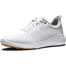 FootJoy Men's FJ Flex Golf Shoe, White/White/Tan, 8FootJoy Men's FJ Flex Golf Shoe, White/White/Tan, 8