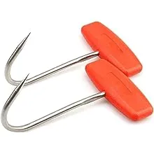 TIHOOD 2PCS Meat Hooks for Butchering,T Shaped Boning Hooks with Handle 6 inch Stainless Steel Butcher Shop Tool Kit (Orange x2)TIHOOD 2PCS Meat Hooks for Butchering,T Shaped Boning…