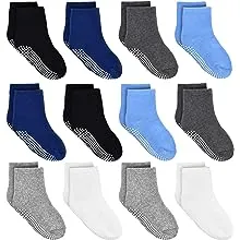 Tphon Kids Non Slip Toddler Boy Grip Socks 12 Pairs Anti Skid Sticky Socks for 1-10 Years Infants Baby Children