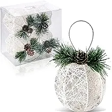 Christmas Ball Ornaments, 4pc Set White Pinecone Rattan Thread String Christmas Tree Ornament Xmas Trees Wedding Party Decorations