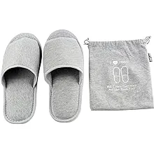 Comfysail Foldable Portable Slippers Washable Open Toe Towelling Slippers with Storage Bag for Spa Travel Hotel/Home Guest 34-43