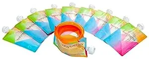 Baby Brezza Reusable Baby Food Storage Pouches, 10 Pack 7oz - Make Organic Food Puree for Kids or Toddlers and Store in Refillable Squeeze Pouches, Bulk Set is Freezer Safe & Washable