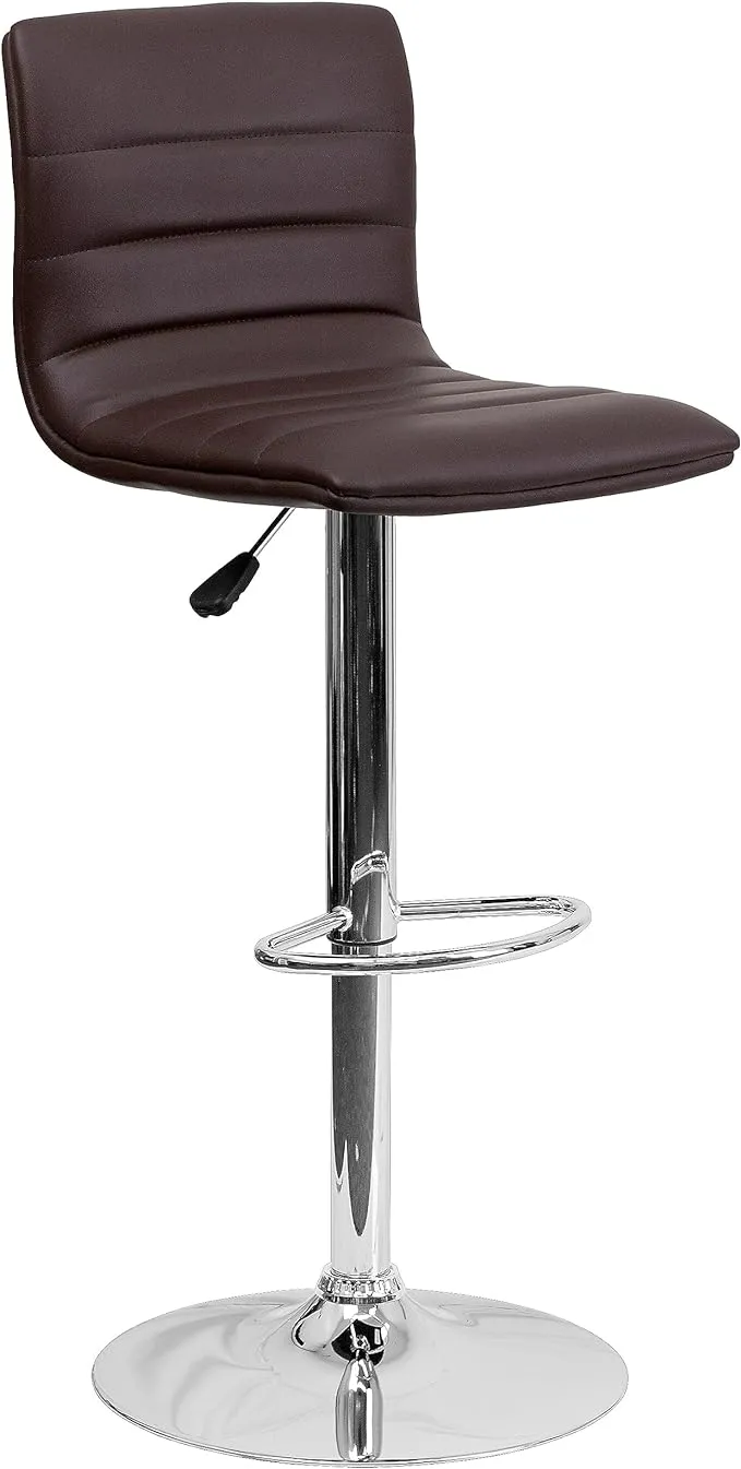 Flash Furniture Vincent Modern Gray Vinyl Adjustable Bar Stool with Back Counter ...