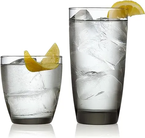 Libbey Slate Smoke 12-piece Cooler and Double Old Fashioned Glass Set, Size: One ...