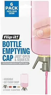 Flip-It! Kit de vaciado de botellas – Paquete de 6 botellas – No más productos desperdiciados – Se adapta a la mayoría de botellas de plástico – 6