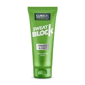 SweatBlock Antiperspirant Lotion for Hands & Feet, Proven to Reduce Excessive Sweating, Reduce Hand & Foot Sweat & Smelly Feet, Safe Effective, FDA Compliant Anti Sweat Lotion for Women & Men, 50 mL