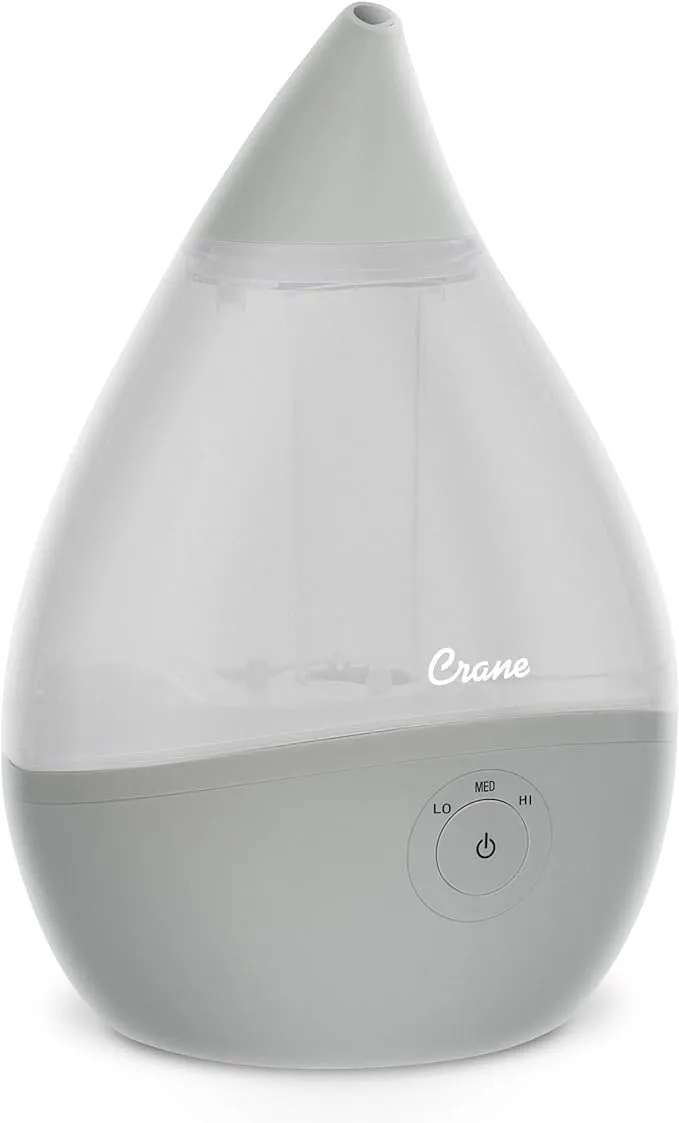 Crane Droplet Ultrasonic Cool Mist Humidifier - Grey, 0.5 Gallon