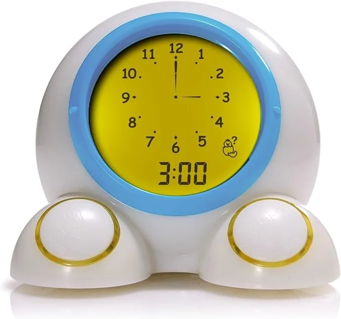 PlayMonster Teach Me Time Talking Alarm Clock & Night-Light, Green/White