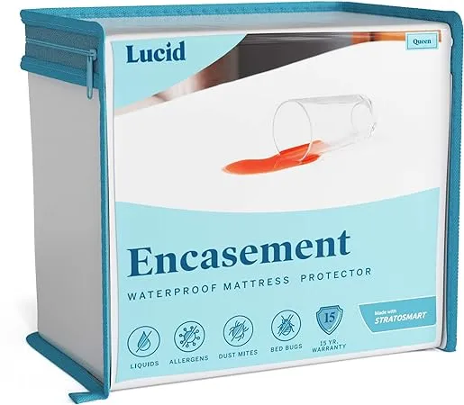 LUCID Encasement Mattress Protector - Completely Surrounds Mattress for Waterproof Protection - Dorm Room Essentials - Twin XL