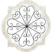 Deco 79 Wood Scroll Wall Decor with Metal Scroll Work, 22" x 1" x 22", WhiteDeco 79 Wood Scroll Wall Decor with Metal Scroll Work, 22" x 1" x 22", White