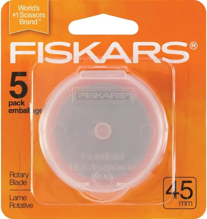 Fiskars 95287097J Rotary Cutter Replacement Blades 5 Piece Per Pack, 45mm