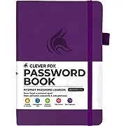 Clever Fox Password Book with Alphabetical Tabs. Internet Address Organizer Logbook. Medium Password Keeper for Website Logins (Purple)