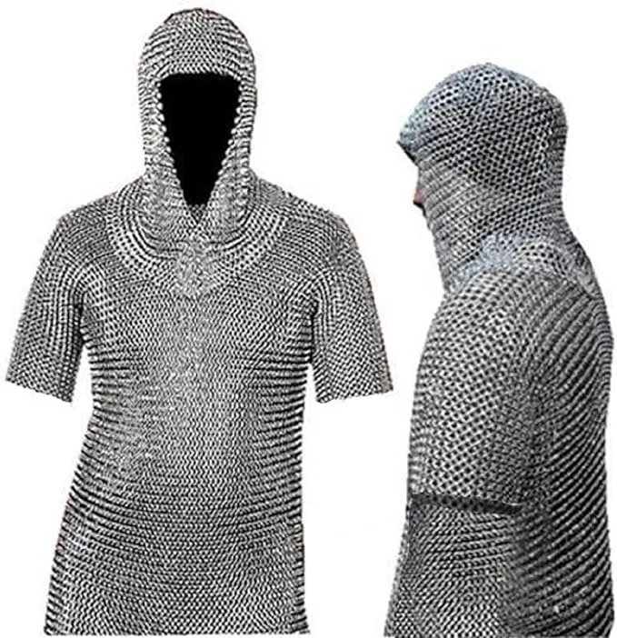 Medieval Chain Mail Shirt and Coif Armor Set and Shirt