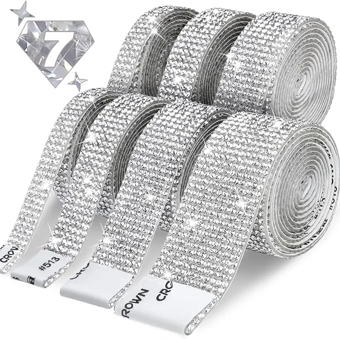 Rhinestone Ribbon 7 Rolls 7 Yards Self Adhesive Diamond Bling Rhinestones Str...