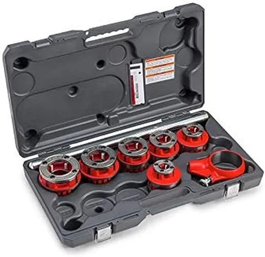 RIDGID 36475 Modelo 12-R Juego de enhebradores de tubos de trinquete expuestos con estuche de transporte pequeño