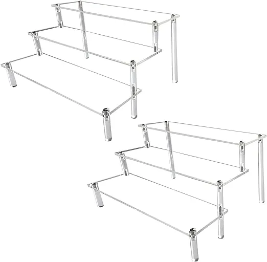 AZEAM Acrylic Riser, Clear Display Risers Stand Cologne Organizer Acrylic Shelves 3 Tier Shelf