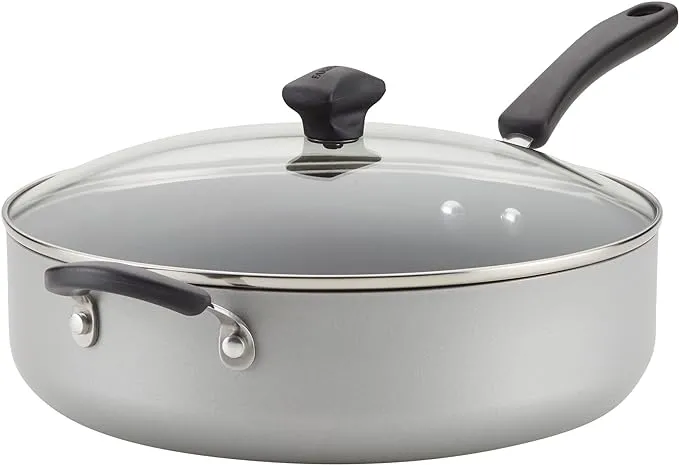 Farberware Cookstart DiamondMax Nonstick Jumbo Cooker with Lid and Helper Handle, Dishwasher Safe, 6 Quart - Silver