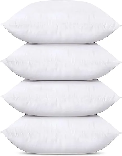 Utopia Bedding Throw Pillow Inserts (Pack of 4, White), 18 x 18 Inches Decorative Indoor Pillows for Sofa, Bed, Couch, Cushion Sham Stuffer