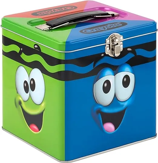 The Tin Box Company Crayola Stack Store and Carry Tin. Stackable Tin Box with Handle