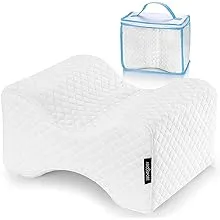 Abco Tech Memory Foam Knee Pillow, Leg Wedge Pillow for Back Pain, Side Sleeper Knee Pillow, Pregnancy, Spine Alignment, and Pain Relief, Breathable and Comfortable Contour Pillow with Washable Cover