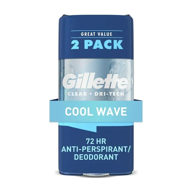 Gillette Desodorante antitranspirante para hombres, aroma Cool Wave, cuentas de poder de gel transparente, 2.85 onzas (paquete de 3)