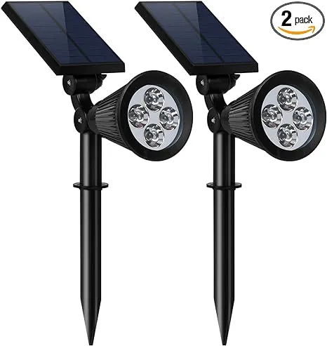 FALOVE Solar Spot Lights Outdoor, 180°Adjustable Auto On/Off Flag Pole Lights, Waterproof Security Wall/Ground Light for Garden, Pool Area, Tree, Pond, Landscape and Yard(1 Pack)