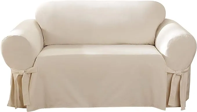 SureFit Duck 1 Piece Loveseat Slipcover in Natural