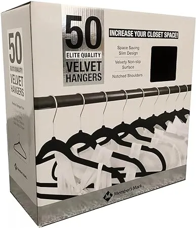 Member's Mark 50 Pack Elite Quality Velvet Hangers - Ivory