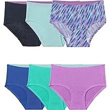 Fruit of the Loom Girl's Breathable Underwear (Pack of 6) Underwear, Brief/assorted, 14