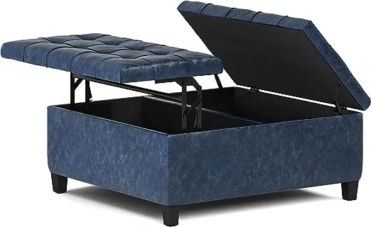 Simpli Home Harrison Coffee Table Storage Ottoman