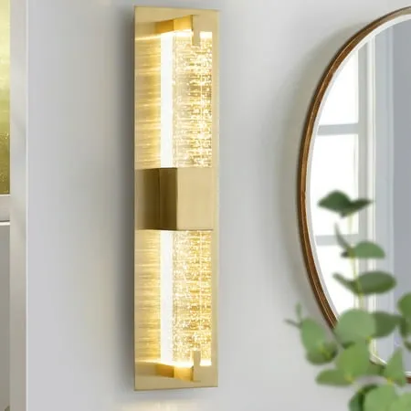 Kaisite Gold Wall Sconce Bathroom Vanity Light with Dimmable LED Crystal Bubble Wall Light for Bathroom & Living Room & Bedroom & Hallway