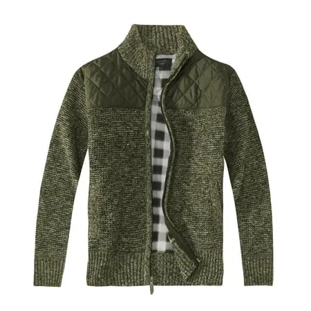 Gioberti Men's Knitted Regular Fit Full Zip Cardigan Sweater with Soft Brushed Flannel Lining