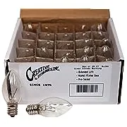 Creative Hobbies (25 Pack) Night Light Bulbs, C7, Clear, Steady Burning, 4 Watt, Candelabra Base E12 (Chandelier Size Base)