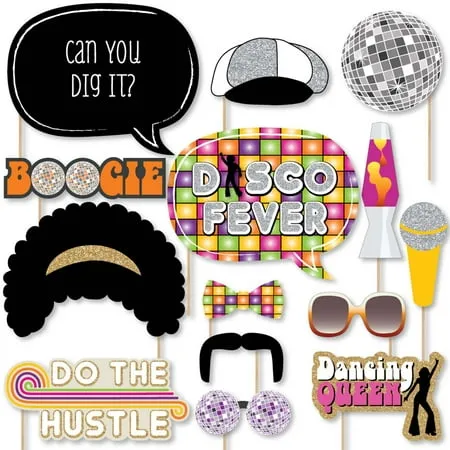 Big Dot of Happiness 70's Disco Photo Booth Props Kit