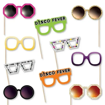 Big Dot of Happiness 70 s Disco Glasses - Paper Card Stock 1970s Disco Fever Party Photo Booth Props Kit - 10 Count