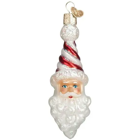 Old World Christmas Peppermint Twist Santa Glass Blown Ornament