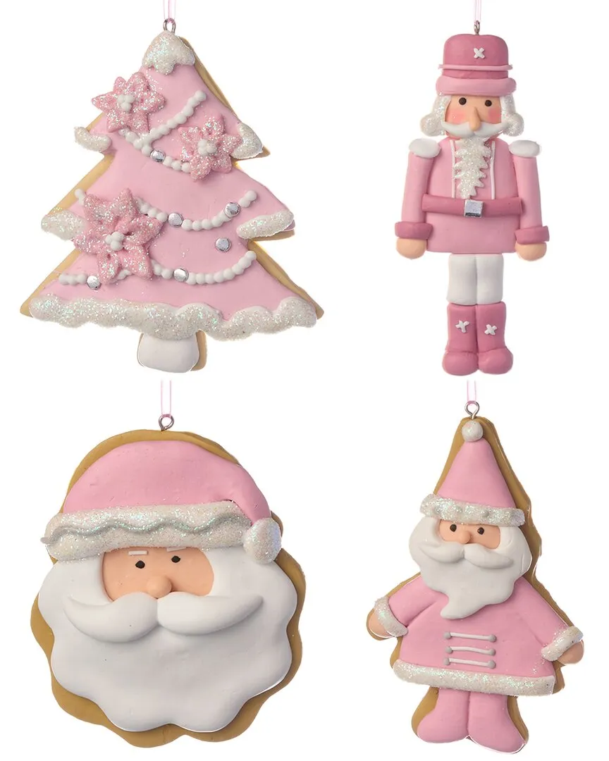 Kurt Adler 4.5in Santa, Nutcracker, Tree, & Santa Head Glitter Ornaments